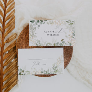 Whimsical Greenery en Gold   Vast huwelijk Plaatskaartje