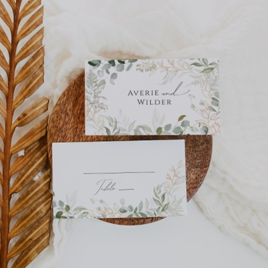 Whimsical Greenery en Gold | Vast huwelijk Plaatskaartje