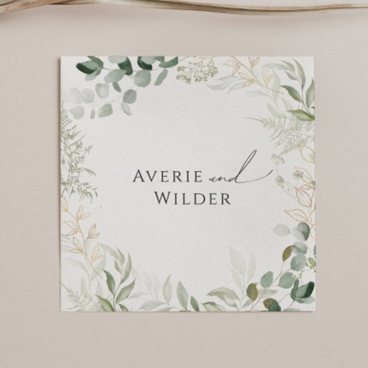 Whimsical Greenery en Gold | Weddenschap Napkins Servet