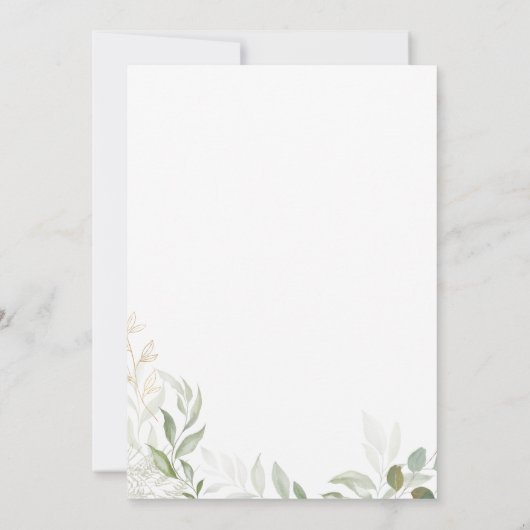 Whimsical Greenery en Gold | Wedding Brunch Kaart (Achterkant)