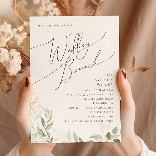 Whimsical Greenery en Gold | Wedding Brunch Kaart