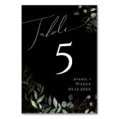 Whimsical Greenery en Gold | Zwart tabelnummer Kaart (Voorkant)
