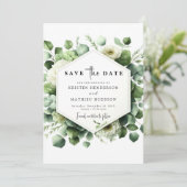 Whimsical Greenery Eucalyptus Digitale bruiloft Save The Date (Staand voorkant)