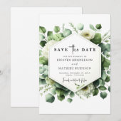 Whimsical Greenery Eucalyptus Digitale bruiloft Save The Date (Voorkant / Achterkant)