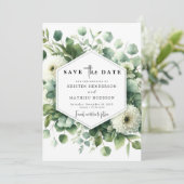 Whimsical Greenery Eucalyptus Digitale bruiloft Save The Date (Staand voorkant)