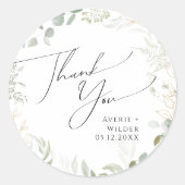 Whimsical Greenery Gold Bedankt voor je huwelijk Ronde Sticker (Voorkant)