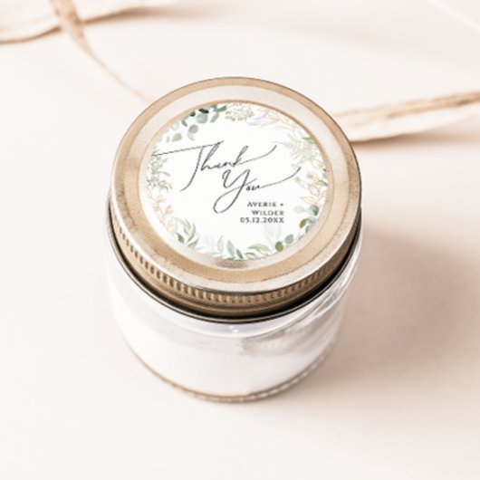 Whimsical Greenery Gold Bedankt voor je huwelijk Ronde Sticker