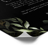 Whimsical Greenery Gold Black Unplugged Ceremony Poster (Hoek)