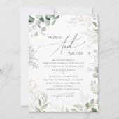 Whimsical Greenery Gold Photo Traditional Wedding Kaart (Voorkant)