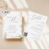 Whimsical Greenery Gold QR Code All in One Wedding Kaart