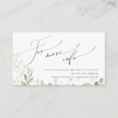 Whimsical Greenery Gold QR Code Wedding Website Informatiekaartje (Voorkant)