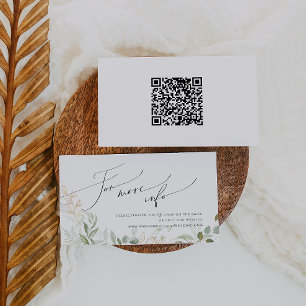 Whimsical Greenery Gold QR Code Wedding Website Informatiekaartje