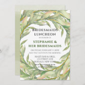 Whimsical Greenery Golden Bridesmaids Luncheon Kaart (Voorkant / Achterkant)
