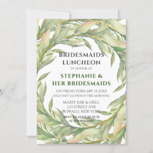Whimsical Greenery Golden Bridesmaids Luncheon Kaart
