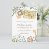 Whimsical Greenery Oerwoud Animals Baby shower Kaart (Staand voorkant)