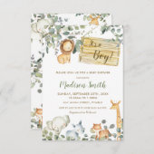 Whimsical Greenery Oerwoud Animals Baby shower Kaart (Voorkant / Achterkant)