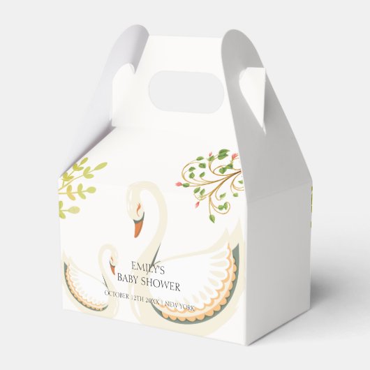 Whimsical Greenery Swan Baby shower Bedankdoosjes (Achterkant)