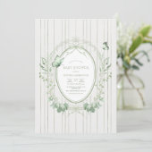Whimsical Greenery Vintage Baby Shower Kaart (Staand voorkant)