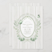 Whimsical Greenery Vintage Baby Shower Kaart (Voorkant / Achterkant)