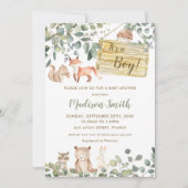 Whimsical Greenery Woodland Animals Baby shower Kaart (Voorkant)
