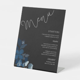 Whimsical Greenery Zwart Huwelijksmenu Reclamebord Met Voetstuk