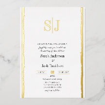 Whimsical Grens Eenvoudig Wit Monogram Bruiloft