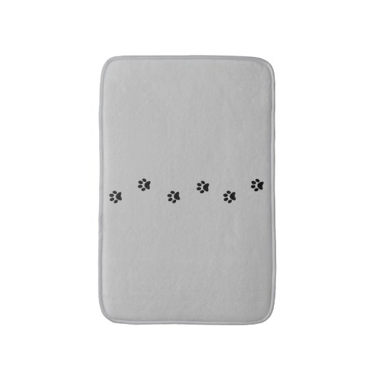 Whimsical Grey and Black Kat Paw Print Bath Mat (Voorkant Verticaal)