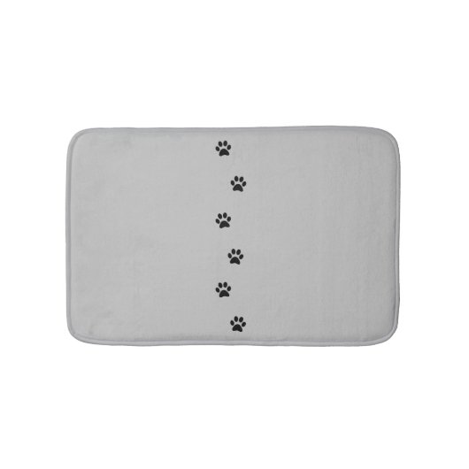 Whimsical Grey and Black Kat Paw Print Bath Mat (Voorkant)