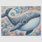 Whimsical Grey Whale Beach Kustontkoppeling Tissuepapier (Voorkant)