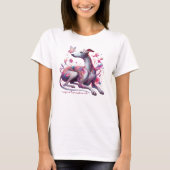Whimsical Greyhound met bloemen en vlinder T-shirt (Voorkant)