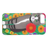 Whimsical Grijs en Witte Katten en Rode Bloem Case-Mate iPhone Case (Achterkant (Horizontaal))