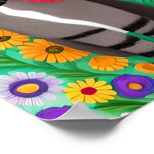 Whimsical Grijs en Witte Katten en Rode Bloem Poster (Hoek)