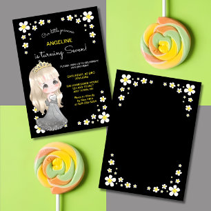 Whimsical Grijs Jurk Prinses Bloemen Verjaardag Kaart