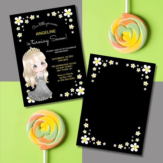 Whimsical Grijs Jurk Prinses Bloemen Verjaardag Kaart