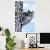 Whimsical Grijze Eekhoorn Poster (Thuiskantoor)