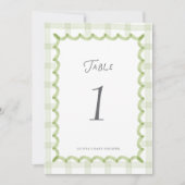 Whimsical Groen Gingham Baby Shower Tafelnummer (Voorkant)