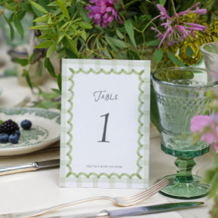 Whimsical Groen Gingham Baby Shower Tafelnummer