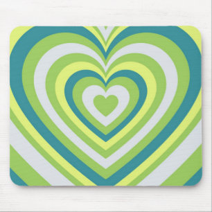 Whimsical Groen Hart Retro Valentijnsdag Cadeau Muismat