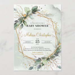 Whimsical groen loof goud geometrische Baby Kaart