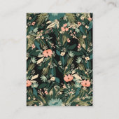 Whimsical Groen Roze Bloemen Luier Baby shower Informatiekaartje (Achterkant)