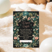 Whimsical Groen Roze Bloemen Luier Baby shower Informatiekaartje