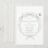 Whimsical Groen Vintage Bruiloft Feest Kaart (Voorkant / Achterkant)