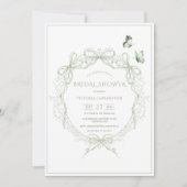 Whimsical Groen Vintage Strikken Bruiloftsborrel Kaart (Voorkant)