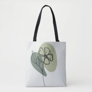 Whimsical Groene & Blauwe Bloemen met Speels Ontwe Tote Bag