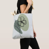 Whimsical Groene & Blauwe Bloemen met Speels Ontwe Tote Bag (Dichtbij)