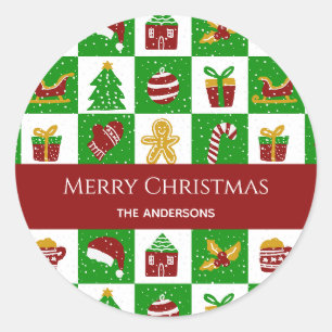 Whimsical groene boom peperkoek Kerstmis Aangepast Ronde Sticker