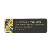 Whimsical Groene Botanische Fruit Illustratie Etiket (Voorkant)