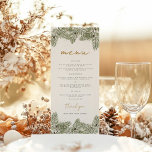 Whimsical Groene en Gouden Pijnstok Bruiloften Menu<br><div class="desc">Stap in een wereld van betovering met onze Whimsical Green en Gold Pine Cone Wedding Invites, Signage en Decor collectie. Omarm de rustieke charme van natuur met deze prachtige design met een levendig groen en glinsterende gouden accenten, geïnspireerd door de schoonheid van dennenappels. Laat je liefde bloeien zoals het bos...</div>