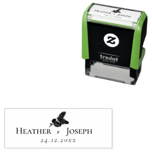 Whimsical Groene en Gouden Pine Cone Bruiloft Zelfinktende Stempel