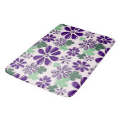 Whimsical Groene en Paarse Klaver & Flower Doodle Badmat (Gekanteld)